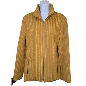 Yansi Fugel Quilted Jacket Gold‎ Metallic Women's Size Medium Zip Yellow
